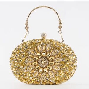 Brand New Gold Crystal Studded Clutch